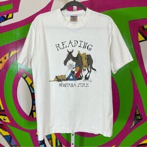 Oneita Super Heavyweight, Reading Montana Style T-Shirt. Size Large.
